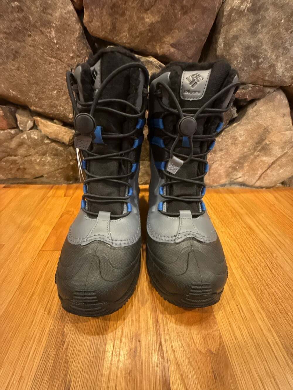 Columbia Bugaboot Celsius Kids Grey Black Blue Waterproof Snow Boots